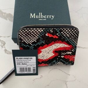 Mulberry zip wallet in multi-colored snake skin